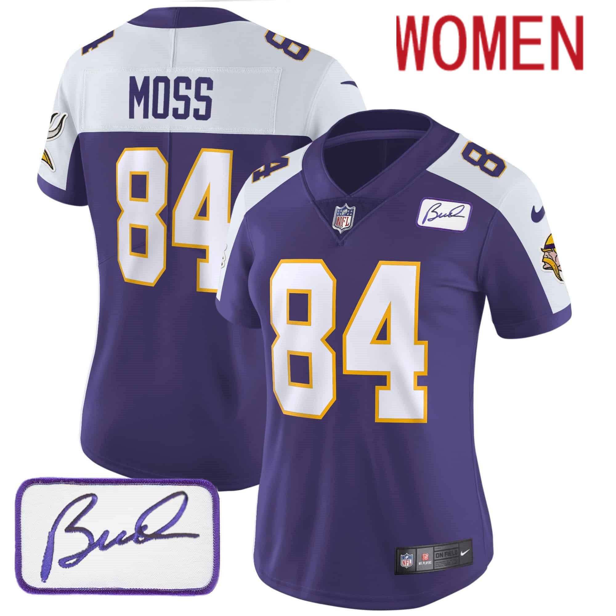 Women Minnesota Vikings #84 Moss Purple 2024 Nike Bud Grant Patch Classic Limited NFL Jersey style 2